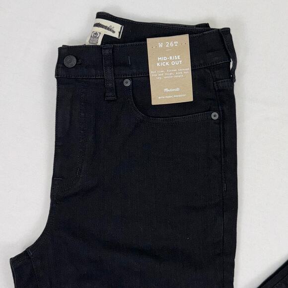 Madewell Women's Mid Rise Flare Kickout Crop Jean Size 26 Tall Black - Picture 10 of 16